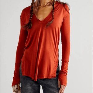 NWT New Free People Fresh & Clean Long Sleeve Spiced Brandy Top Size XS
